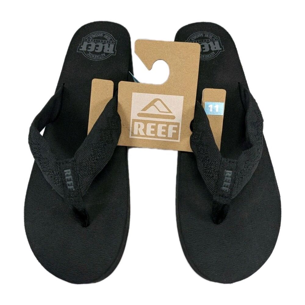 REEF Sandy Hi Black Platform Flip Flops Size 11 — New with Tags